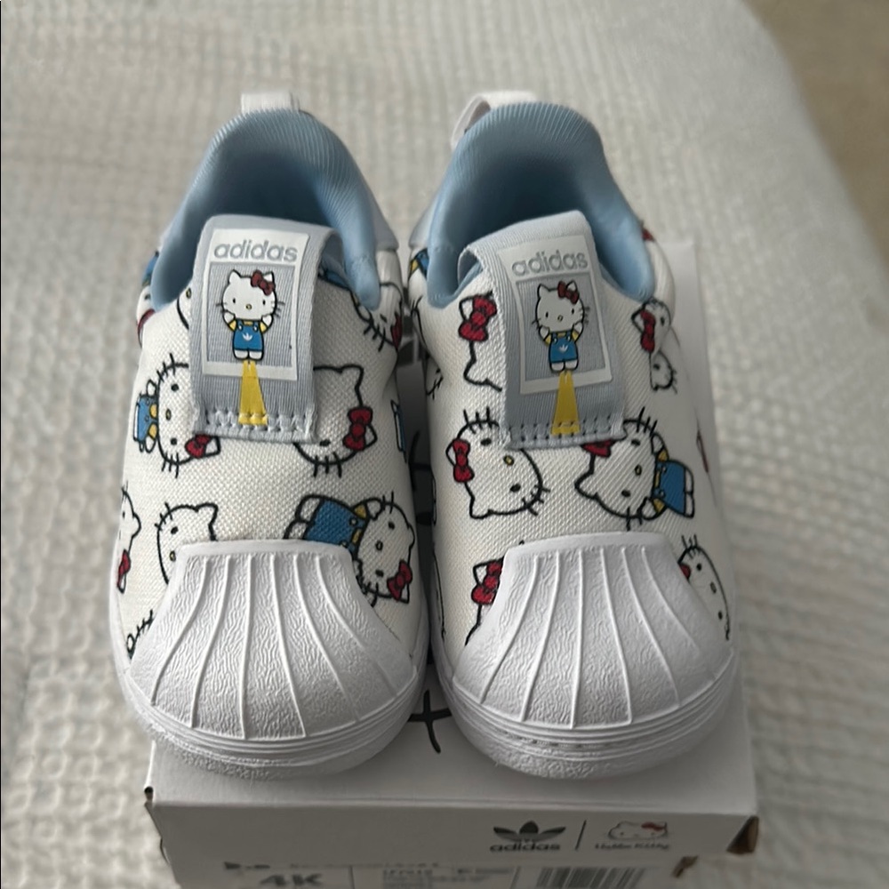 Adidas White and Blue Sneakers with Shell Toe